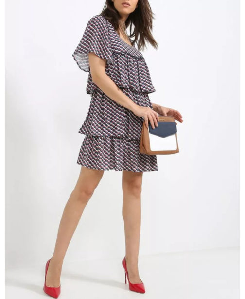 Printed Short Ruffled Dress