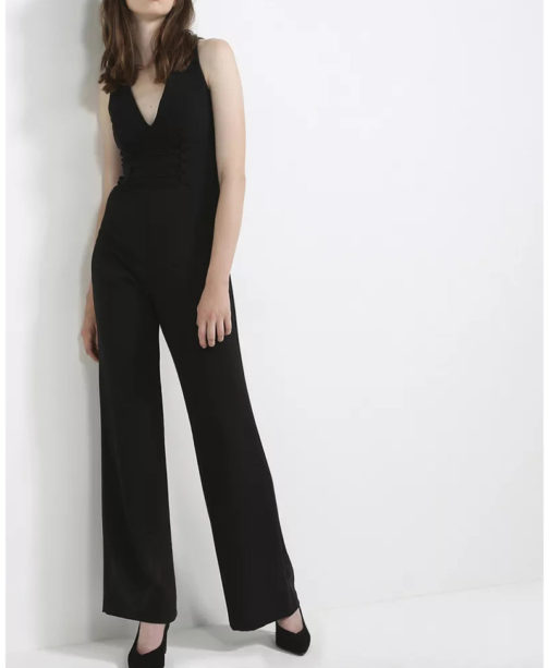 V Neck Wide Legged Jumpsuit