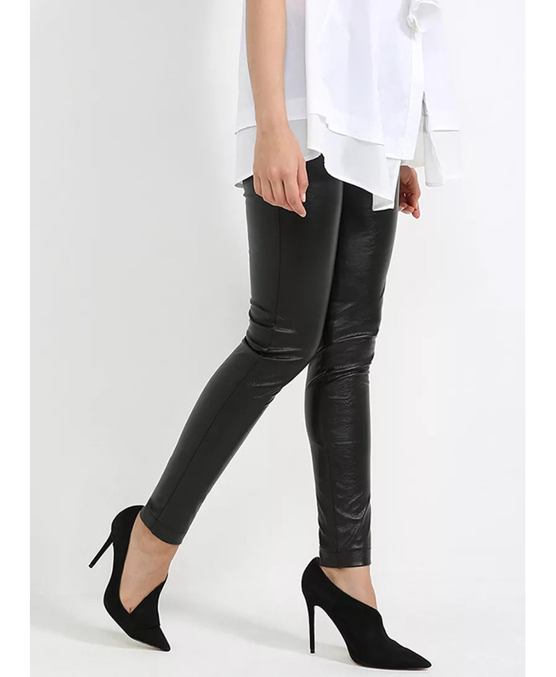 Faux leather leggings with cheap pockets